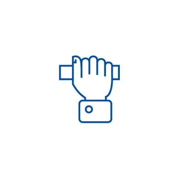 Pulling hand line icon concept. Pulling hand flat vector symbol, sign, outline Illustrazione stock