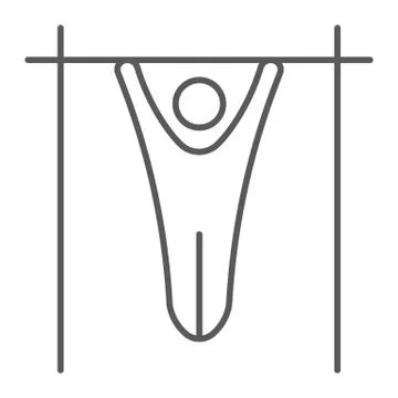 Pulling up men thin line icon, sport and training, street workout sign, vector Stock Illustration
