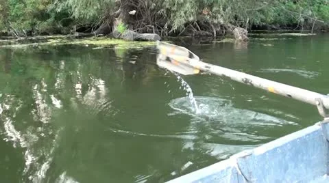 Pulling with oar Stock Footage 18151351