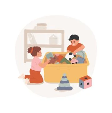 Pulling objects from a basket isolated cartoon vector illustration Stock Illustration