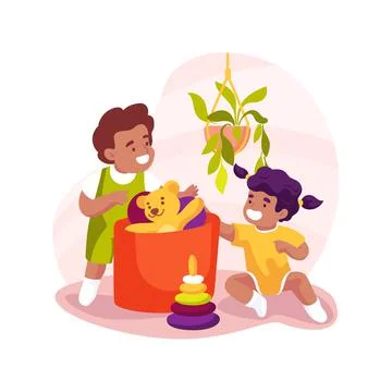 Pulling objects from a basket isolated cartoon vector illustration. Stockillustratie