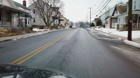 Pulling out and driving on suburban road Stock Footage 170835198