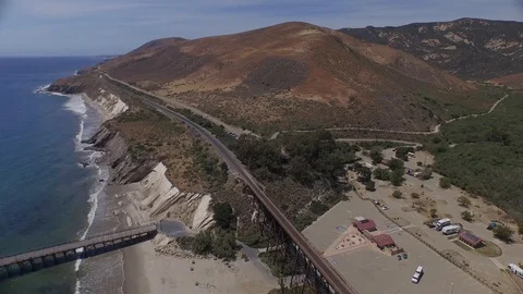 Pulling out away from a Train Bridge wider 2 000913 DJI_0001 Stock Footage 90565379