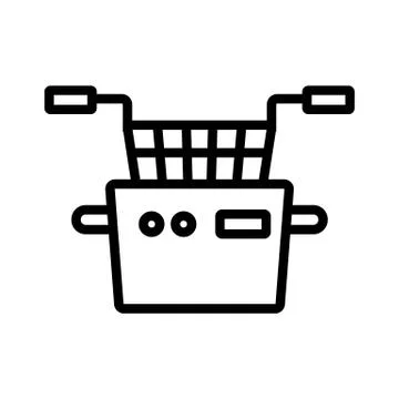 Pulling out frying basket icon vector outline illustration Stock Illustration