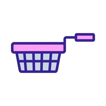 Pulling out frying basket icon vector outline illustration Stock Illustration
