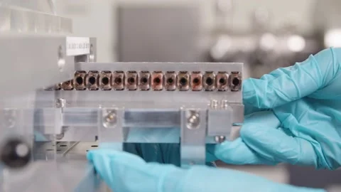 Pulling out Samples from Examination / Research Video stock 145055861