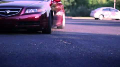 Pulling into parking lot dusk 스톡 동영상 22844023