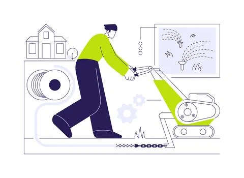 Pulling pipes abstract concept vector illustration. Stock Illustration
