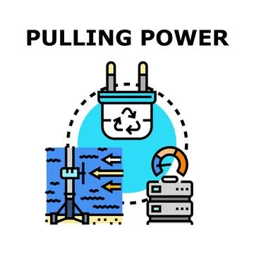 Pulling power concept for sustainable energy generation Illustrazione stock