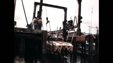Pulling the Powerboat 1979 Stock Footage 154823483