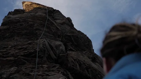 Pulling Rope Off Climb in Slow Motion Stock Footage 87721696