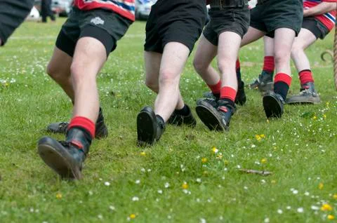 Pulling the rope as a team high land games scotland Stock Photos