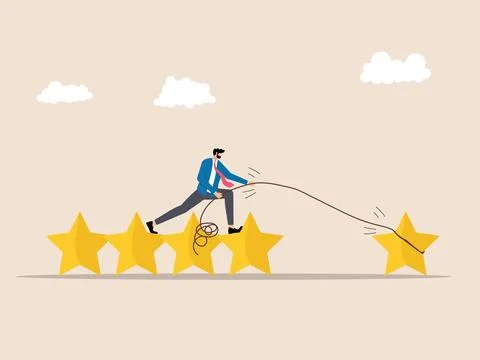 Pulling stars with a rope, increasing the ranking. strategies to improve busine Stock Illustration
