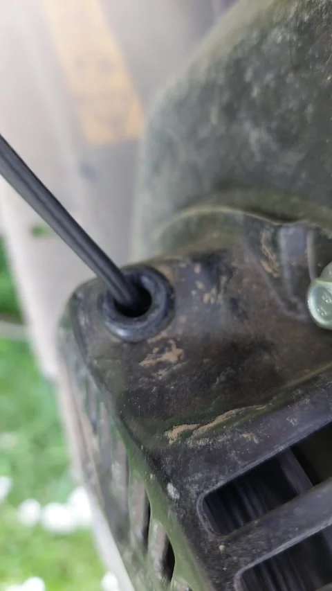 Pulling the starter cord of a gasoline engine close-up Stock Footage 334838358