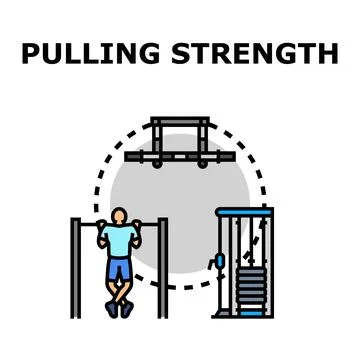 Pulling strength training with exercise equipment Stock Illustration