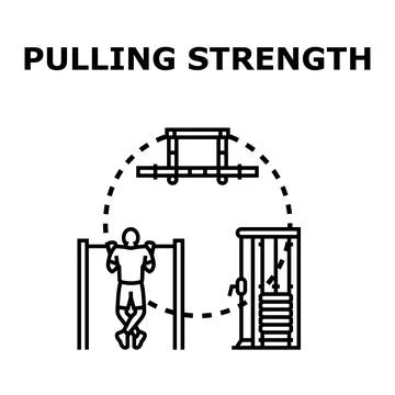 Pulling strength training with exercise equipment Stock Illustration
