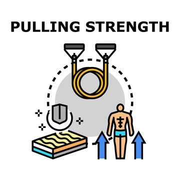 Pulling strength training with resistance bands improving back muscles Stock Illustration