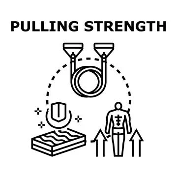 Pulling strength training with resistance bands improving back muscles Stock Illustration