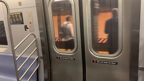 Pulling into subway station Stock Footage