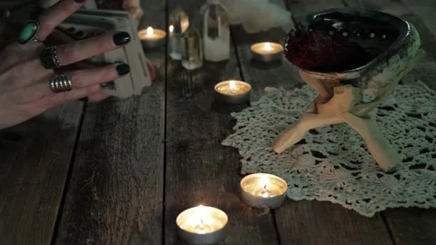 Pulling Tarot Cards Stock Footage 200658335