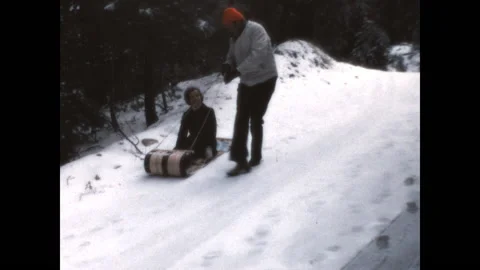 Pulling the Toboggan 1966 Stock Footage 158964198