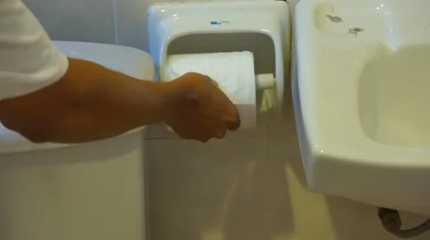  Pulling Toilet Paper Stock-Footage 47985052