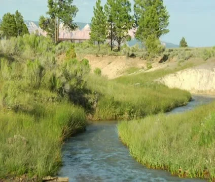Pullout as ATV riders cross stream Stock Footage 21638762