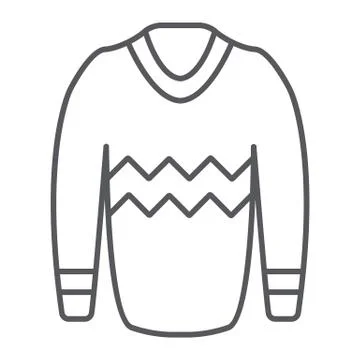 Pullover thin line icon, clothes and fashion, sweater sign, vector graphics, a Ilustración de archivo