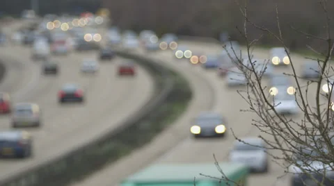 Pull/Rack Focus to Motorway/Highway Traffic Video stock 36131350
