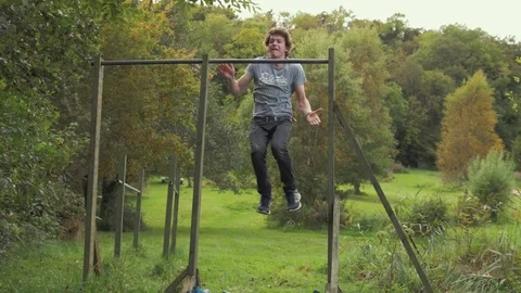 Pulls ups Back Clap Calisthenics Stock Footage 80573692