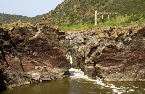 Pulo do Lobo waterfall closeup at Guadiana River Stock-Fotos