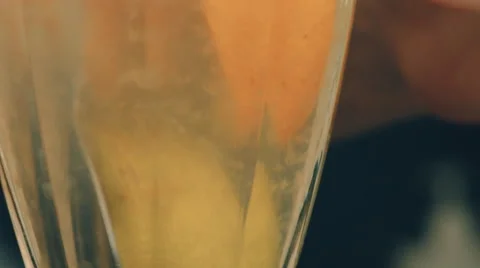 The pulp of lemon floating in the glass Stock Footage 52195193