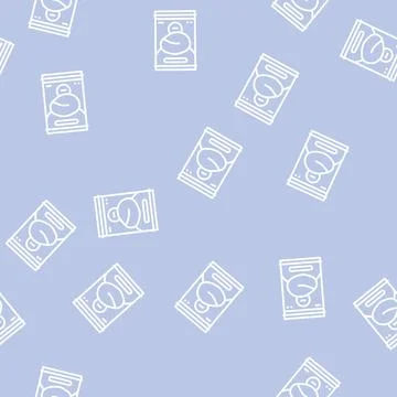 Pulp mango fruit line seamless pattern イラスト素材