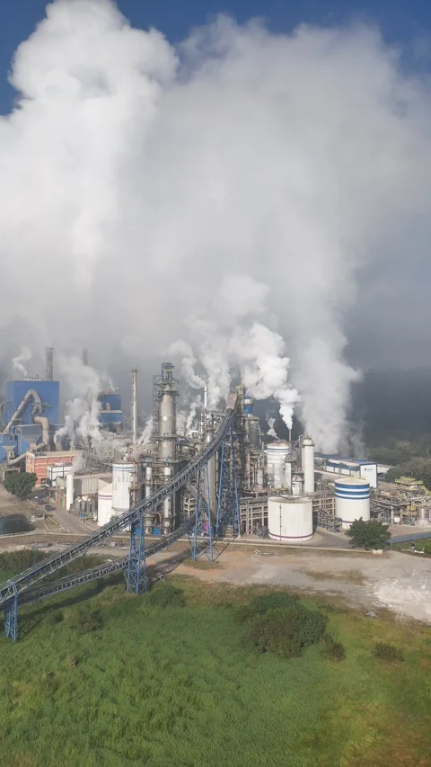 Pulp Mill Aerial Production Scene Stock Footage 313299436