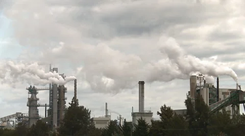 Pulp mill chimney stacks 2 Stock Footage 946595