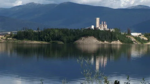 Pulp mill on a lake tight Stock Footage 623140