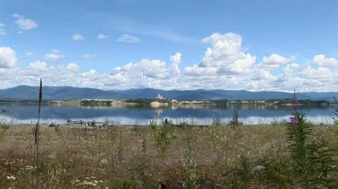 Pulp mill on a lake wide Stock Footage 623142