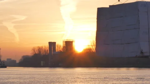 Pulp moved by crane sunrise Stock Footage 293788309