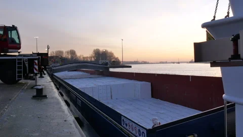 Pulp offloading ship two shot sequence 29 January 2022, Amsterdam Stock Footage 293790043