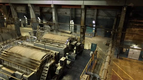 Pulp production. Washing and bleaching of softwood pulp. Paper production Video stock 299299754
