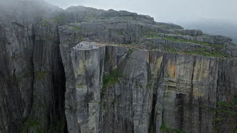 Pulpit Rock cliff edge above Lysefjord Norway. Stock Footage 328131751
