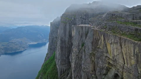 Pulpit Rock cliffs overlooking Lysefjord Norway. Stock Footage 328131745