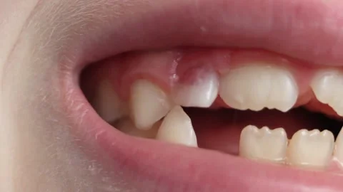 Pulpitis or Internal Root Resorption in the Lateral Incisor of a 6-year-old Stock-Footage 288587315
