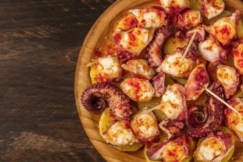 Pulpo a la gallega, traditional Spanish Galician dish Stock Photos