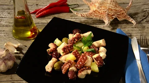 Pulpo salad Stock Footage 32308891