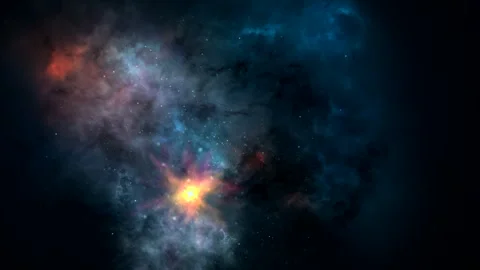 Pulsar V2. Powerful rays of neutron star. Pulsar motion along the trajectory Video stock 295421633