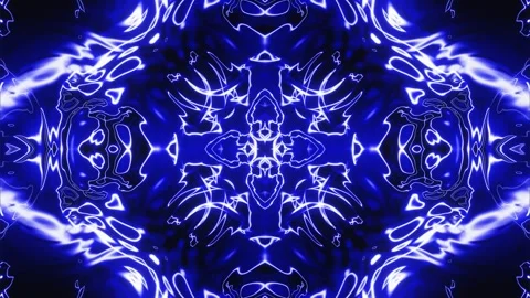 Pulsating abstract animated patterns of colored rays and lines in neon light of Stock Footage 247753990