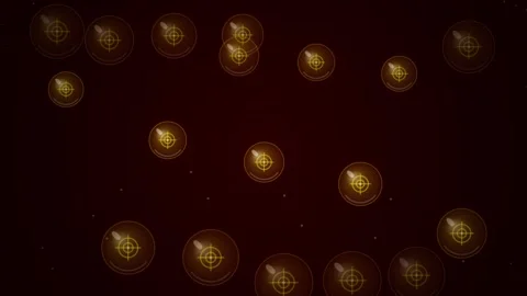 Pulsating abstract neon circle pattern on dark cosmic sci-fi background Stock Footage 346001209