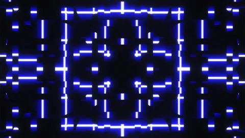 Pulsating abstract patterns in blue neon light. A looped background of rays and Stock Footage 247033684