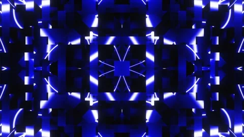 Pulsating abstract patterns in blue neon light. A looped background of rays and Stock Footage 247033710